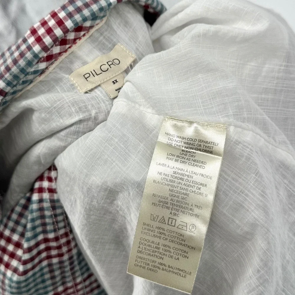 Pilcro Anthropologie Short Sleeve V Neck Smocked Babydoll Mini Dress Pockets 3X - Picture 6 of 6